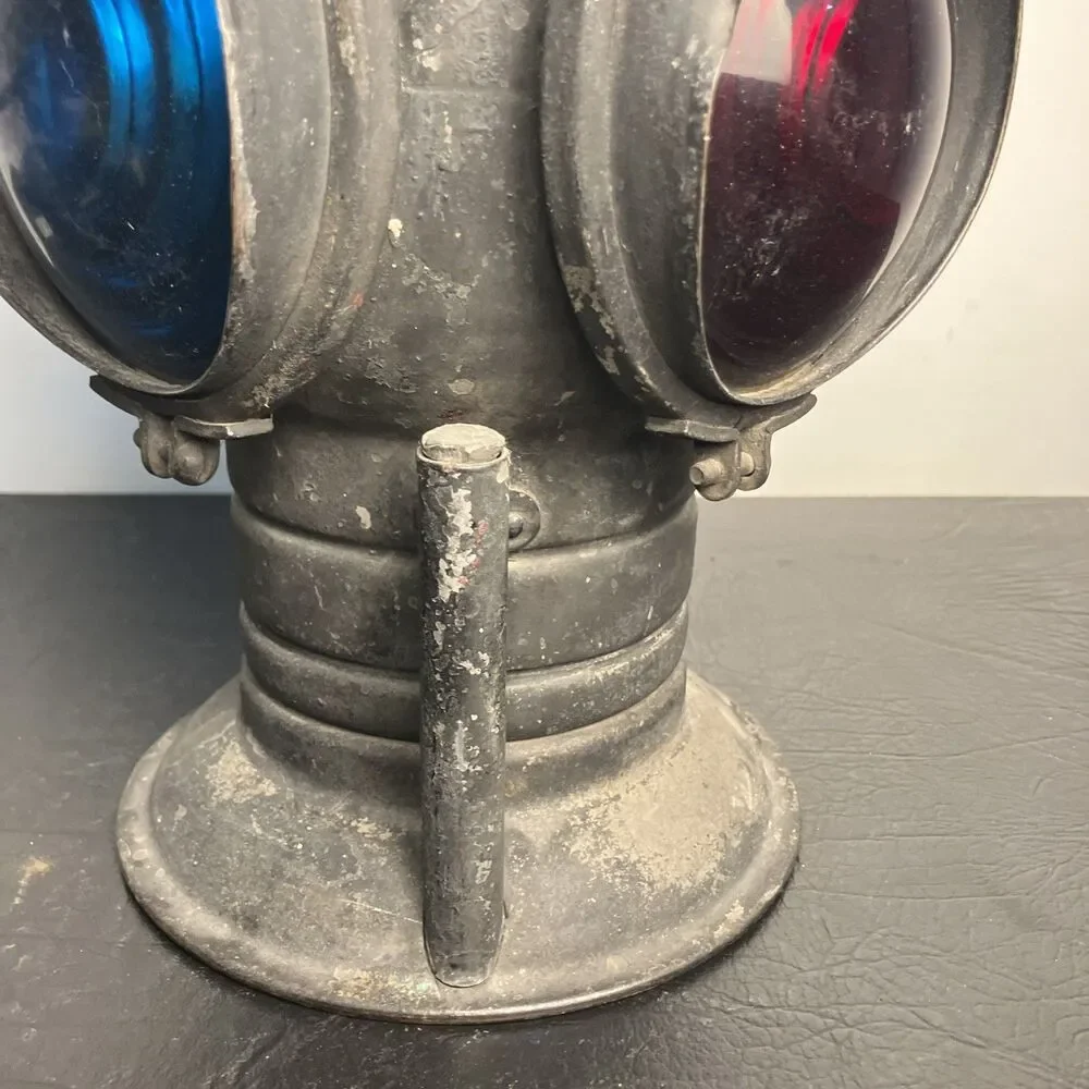 Vintage CHICAGO Adlake - Non-Sweating Railroad Switch Lamp Train Red Blue 4 Lens